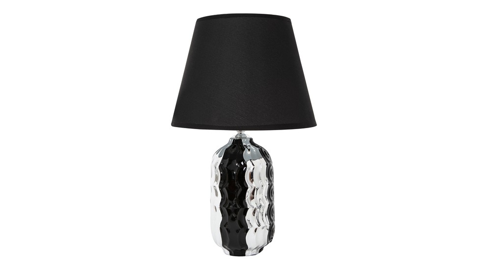Lampa stołowa ceramiczna czarno-srebrna, 38 cm