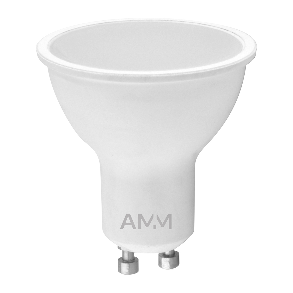 Żarówka AMM-GU10-4,9W-WW emituje światło o neutralnej barwie – 3000K i strumieniu 320 lumenów.