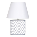 Lampa stołowa z abażurem biało-szara 35 cm