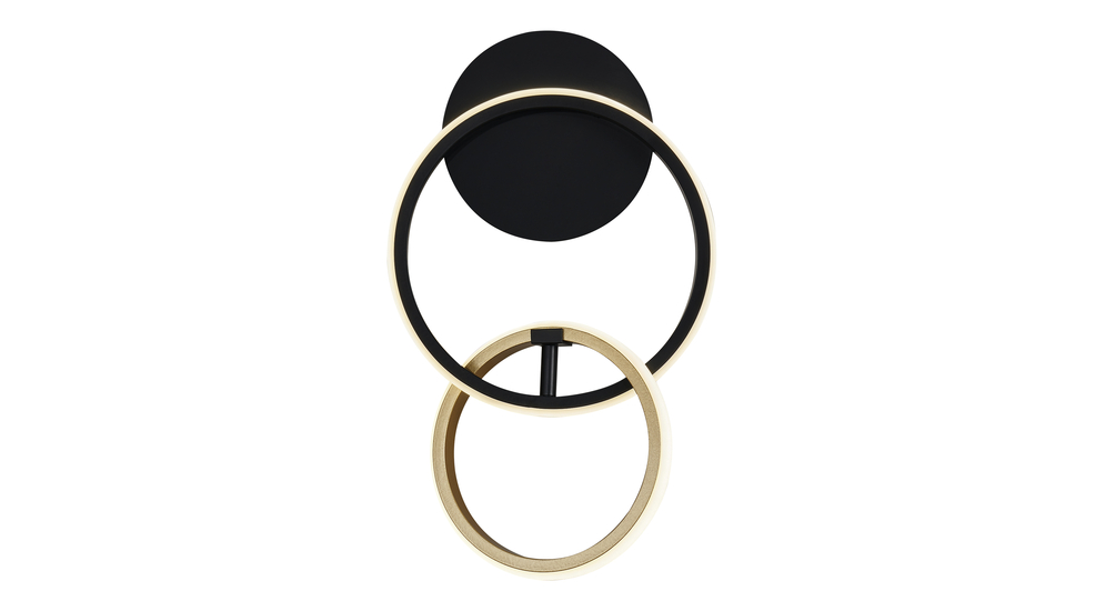 Pierścieniowy kinkiet RANDO w matowym czarno-złotym kolorze pozwoli Ci wprowadzić nowoczesny wystrój do wnętrza salonu.