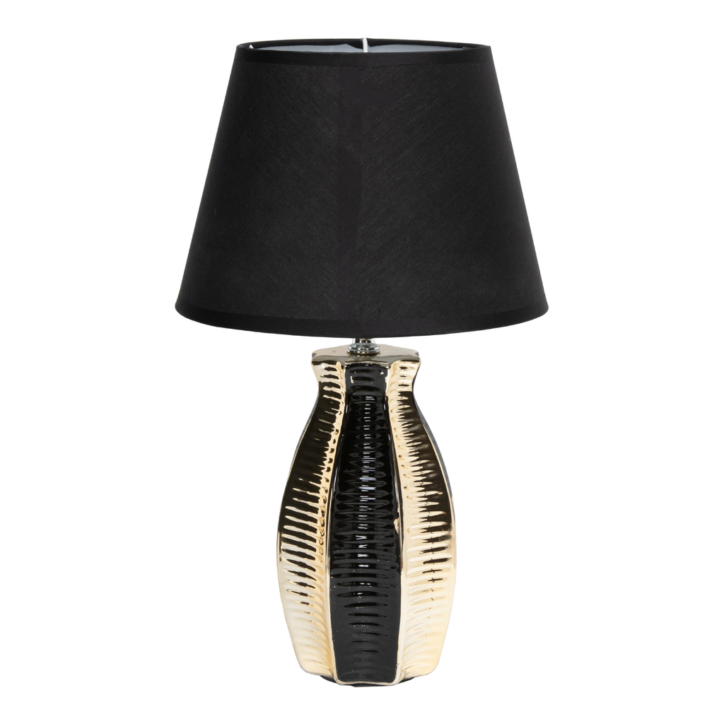 Lampa stołowa na ceramicznej podstawie, czarno - złota, 38 cm