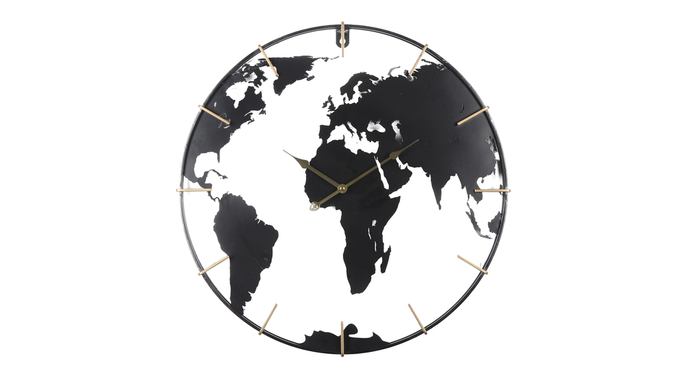 Zegar ścienny metalowy MAPA ŚWIATA 60 cm