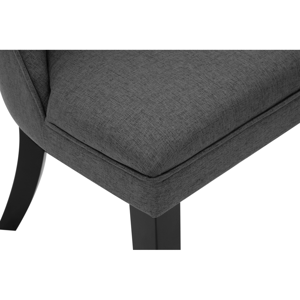 Krzesło z wygodnym siedziskiem CRIMA o szarym wybarwieniu tapicerki typu plecionka, detal.