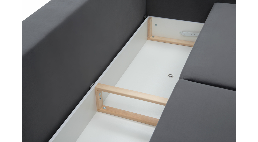 Sofa na drewnianych nogach szara SENDI