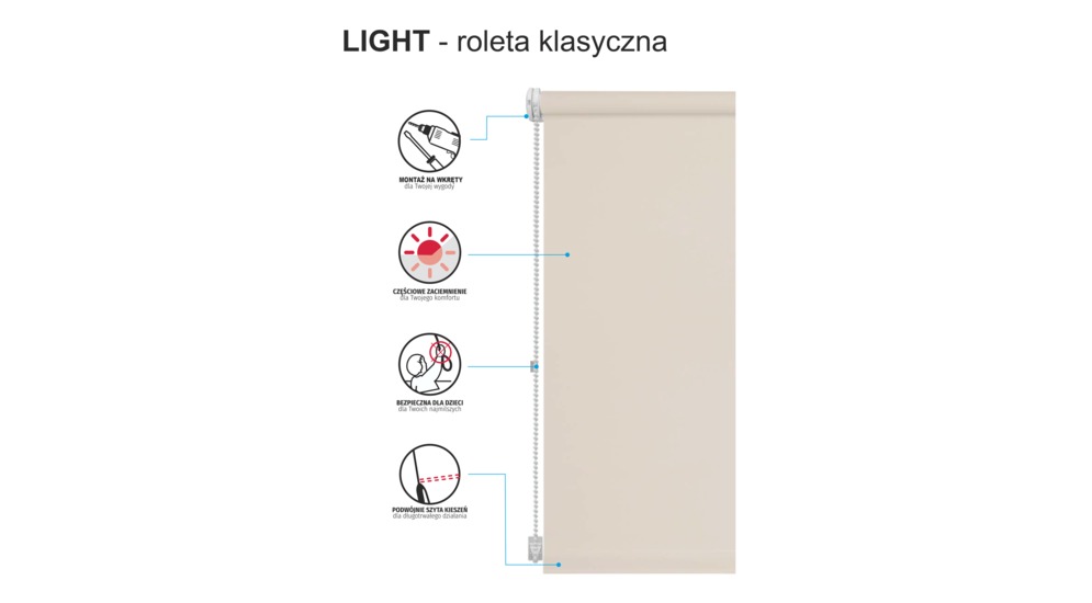 Roleta LIGHT NATURA 90x230 cm