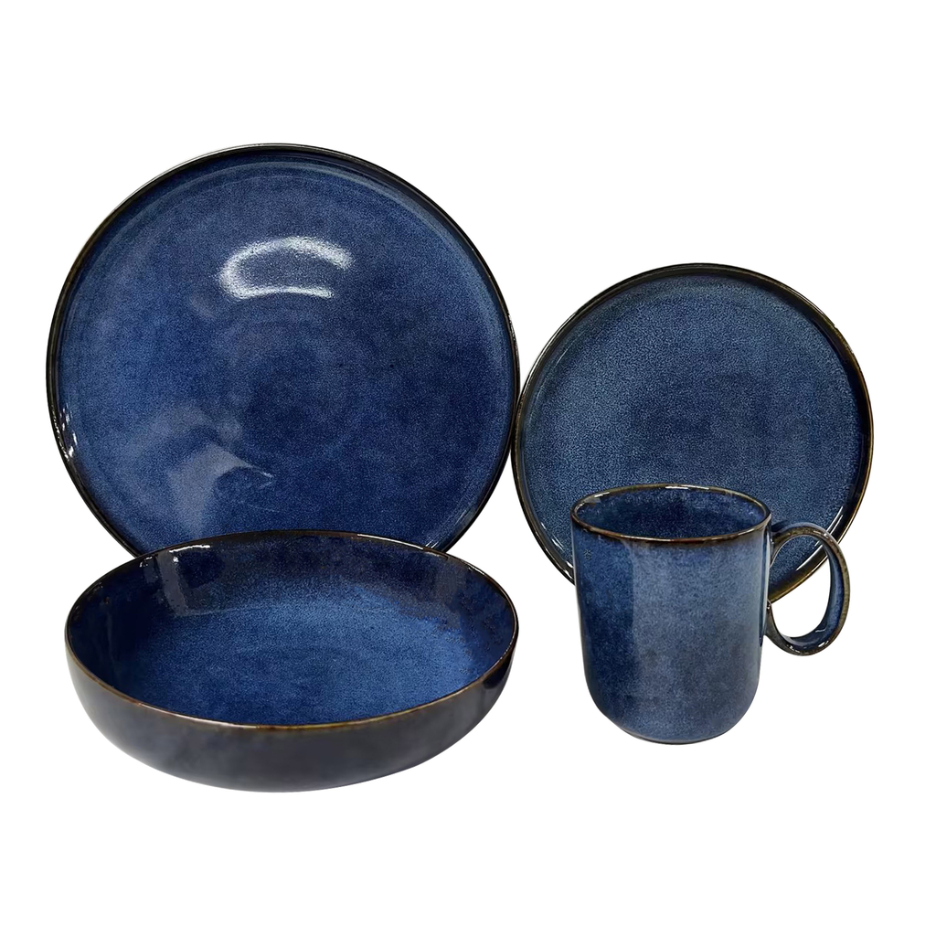 Talerz obiadowy ceramiczny niebieski SUELO 27 cm