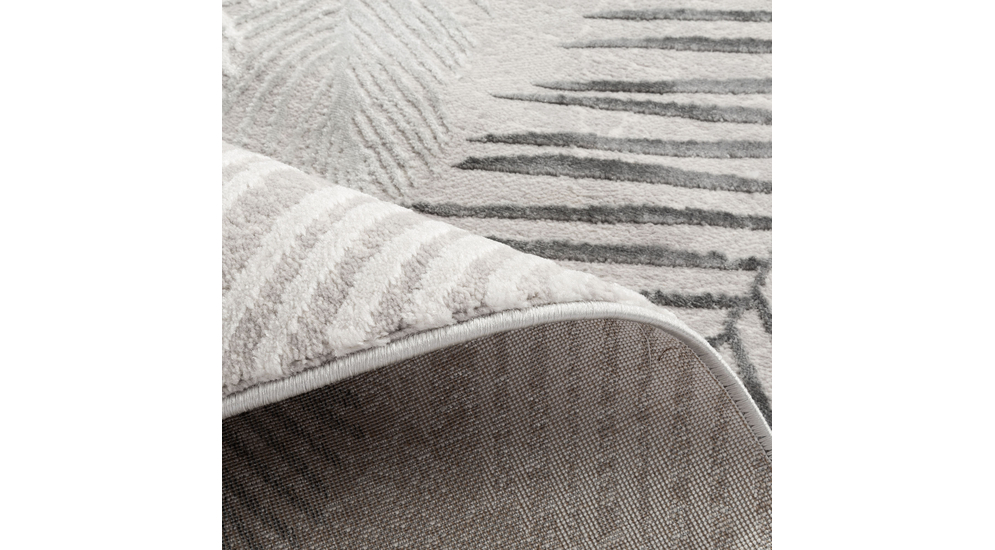 Dywan szaro-kremowy w liście SUNSET 80x150 cm - zbliżenie.