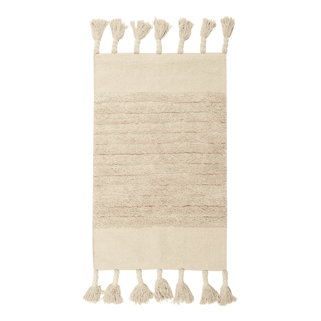 Dywanik bawełniany z frędzlami kremowy BOHO 60x100 cm