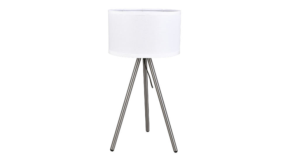 Lampa stołowa metalowy trójnóg abażur biały RIVER