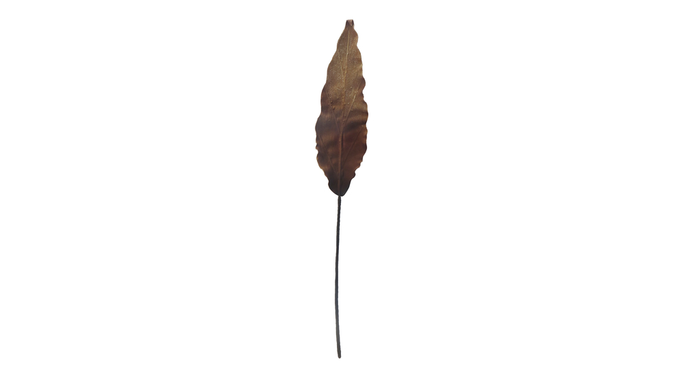 Sztuczny liść z pianki w kolorze brązowym o wysokości 125 cm. 