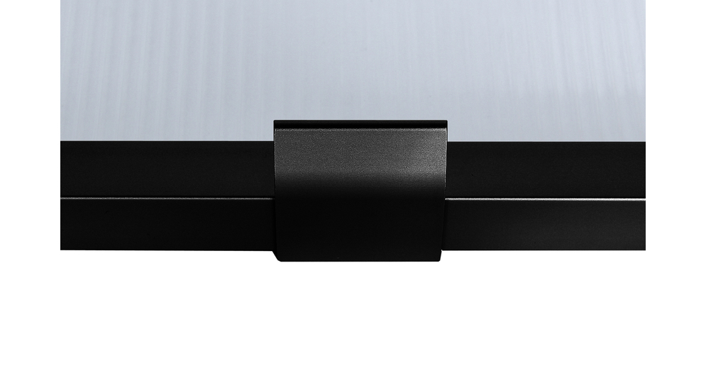 Front ALFRAME 80x38,1 cm czarny do kuchni w stylu industrialnym, zbliżenie na uchwyt. 