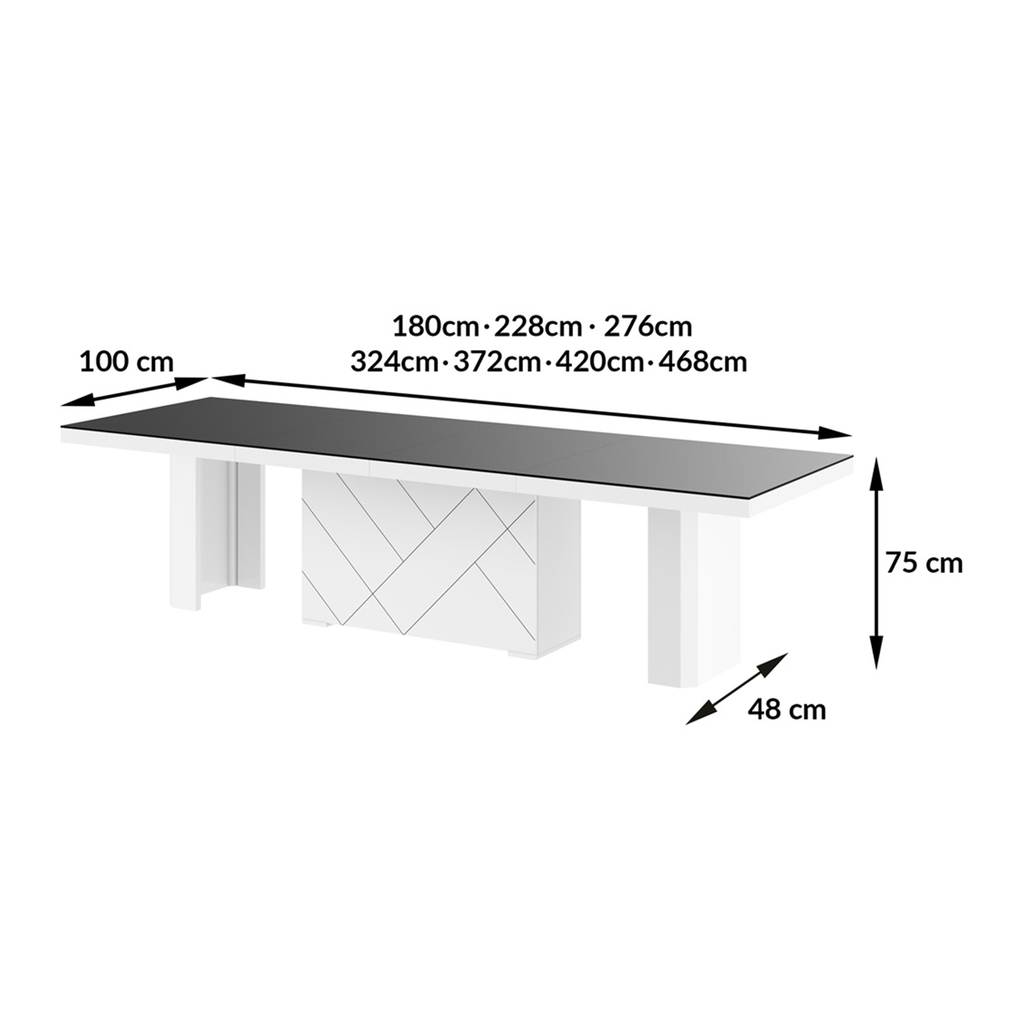 Stół rozkładany KOLOS MAX biały / nadruk marmur połysk