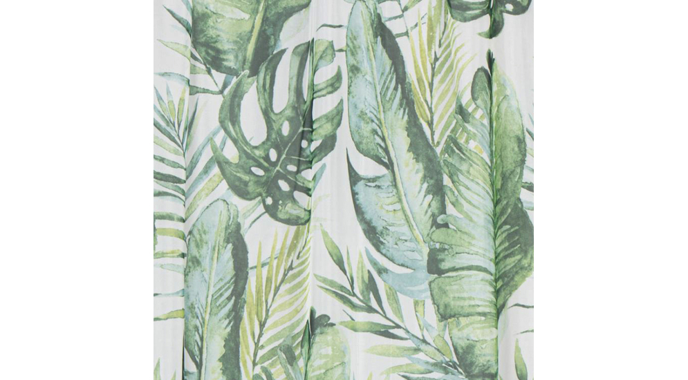 Firana z woalu w egzotyczne liście zielona TOBAGO 140x260 cm