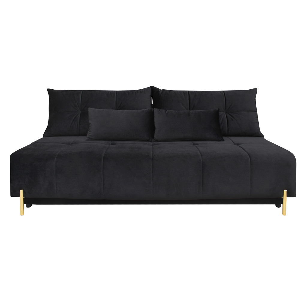 Sofa welurowa ALFA w kolorze czarnym.