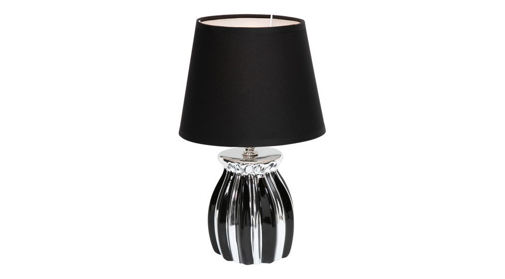 Lampka nocna glamour czarno - srebrna, ceramiczna podstawa