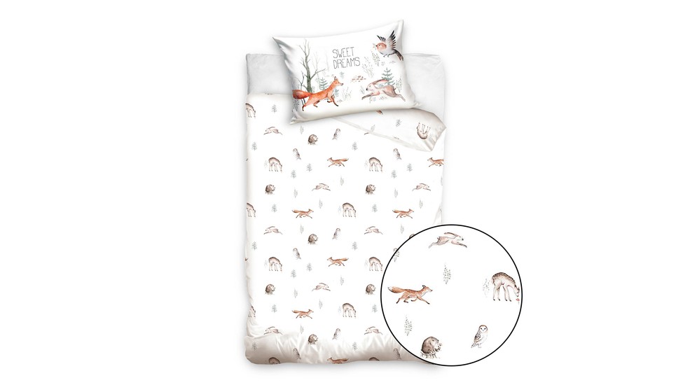 Pościel do łóżeczka dla niemowląt ZWIERZĘTA LEŚNE 90x120 cm