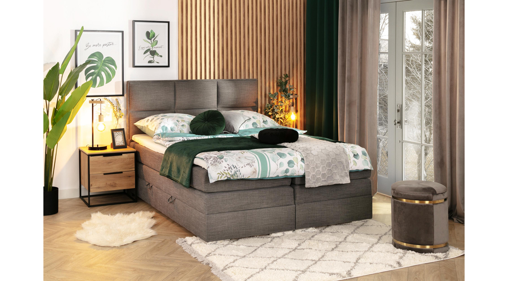 Łóżko kontynentalne szare FLORENCE NEW 160x200 cm