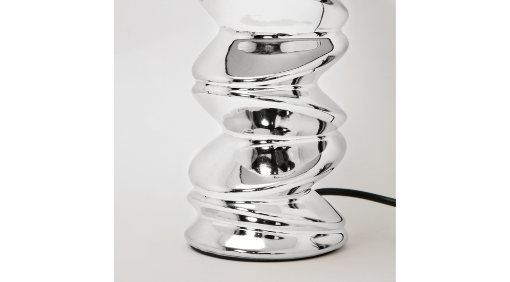 Lampa stołowa ceramiczna  twist srebrna, 38 cm