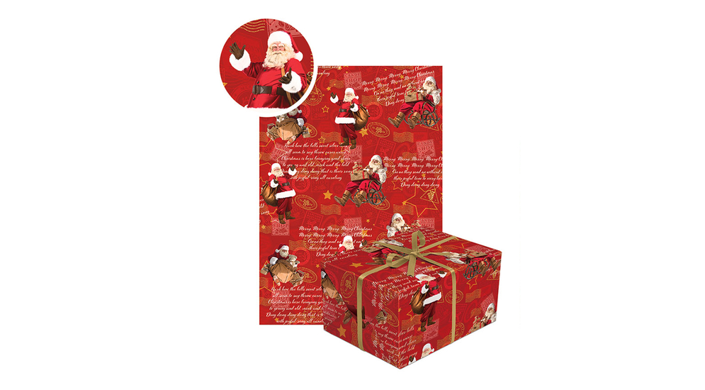Papier świąteczny do pakowania prezentów czerwony zielony MIX 70x200 cm