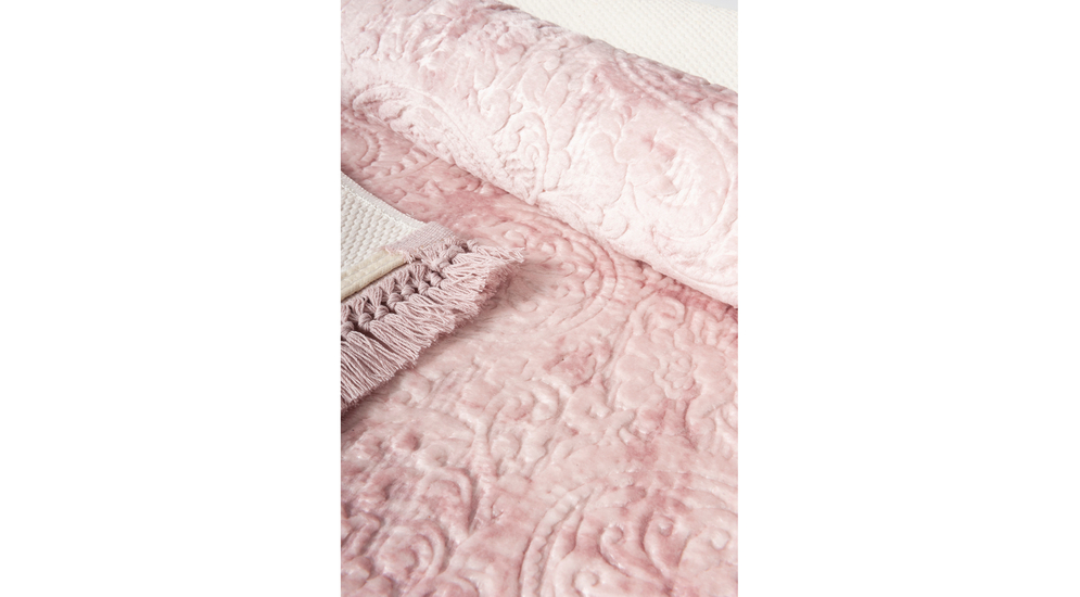 Dywan z frędzlami wytłaczany różowy PERS 150x233 cm