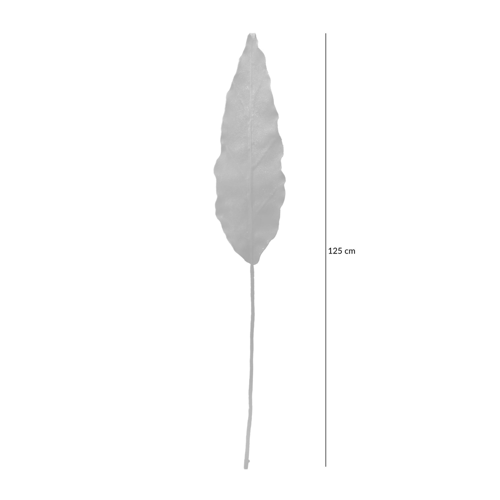 Grafika poglądowa - wysokość całkowita sztucznego liścia z pianki o wysokości 125 cm. 