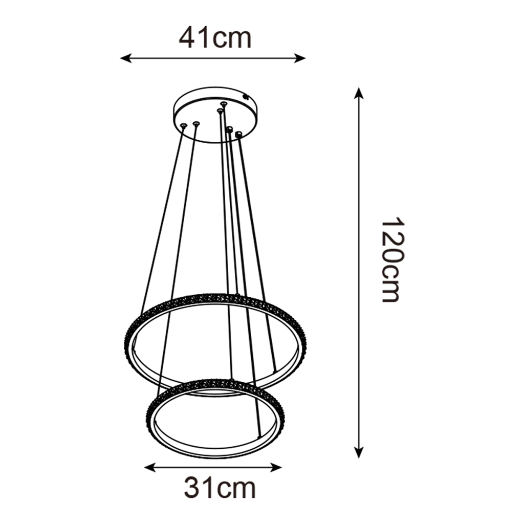 RIDE to lampa podwójna, pierścieniowa, czarna do salonu lub jadalni.