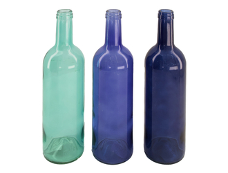 Wazon butelka niebieski MIX 30 cm