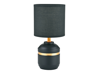 Lampa stołowa z abażurem czarna złoty dekor 27 cm