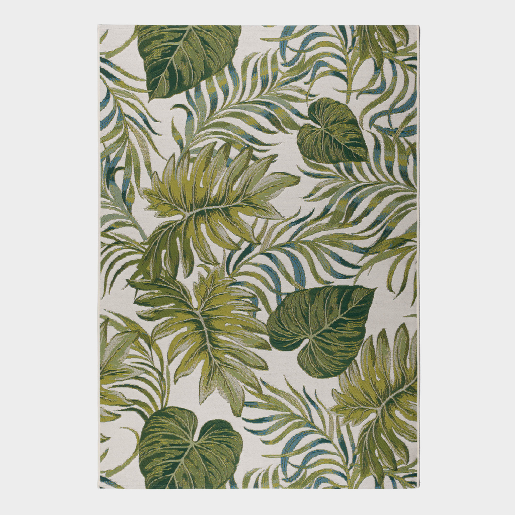 Dywan w liście zielony FLORAL 80x165 cm tkany na płasko. 