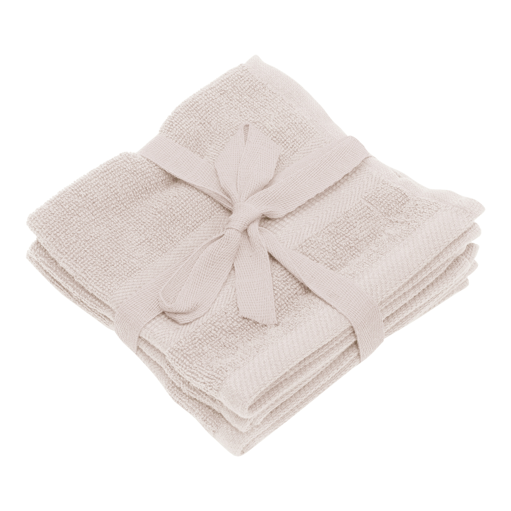Komplet 3 ręczników bawełnianych beżowych 30x30 cm