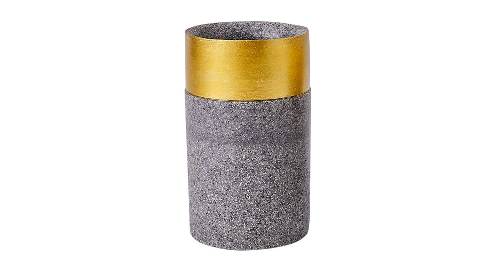 Kubek łazienkowy na szczoteczki piasek szaro-złoty 10 cm