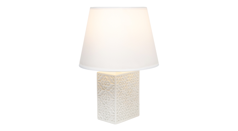 Lampa stołowa ceramiczna marokańska koniczyna srebrna 32,5 cm