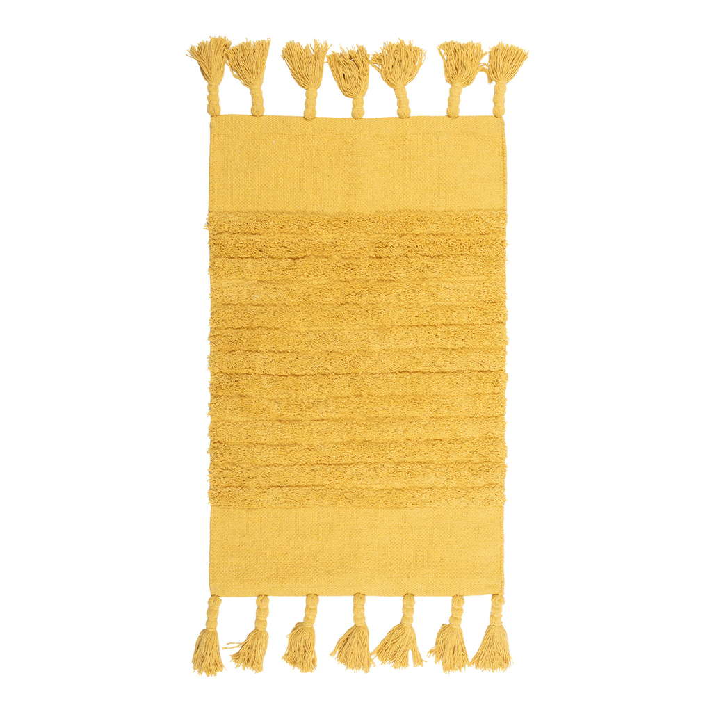 Dywan bawełniany z frędzlami żółty BOHO 120x160 cm