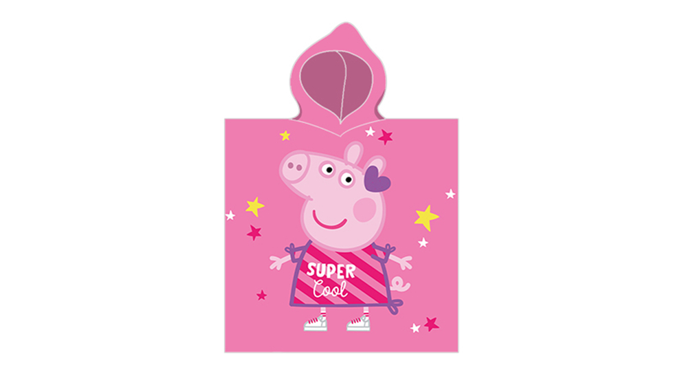 Różowe poncho dla dziecka ze świnką peppą