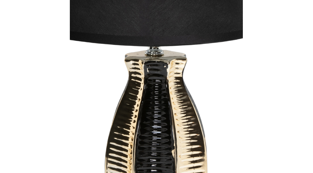 Lampa stołowa na ceramicznej podstawie, czarno - złota, 38 cm