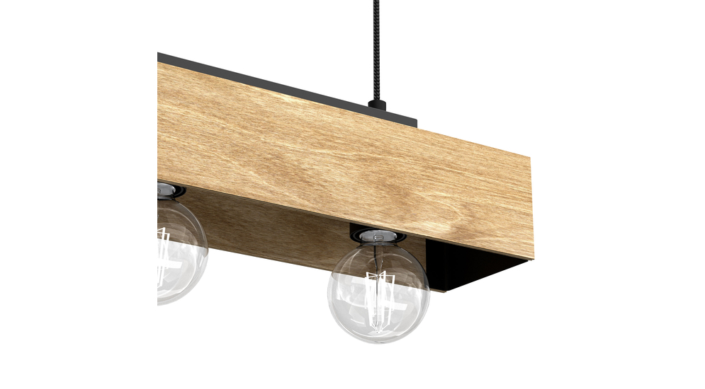Drewniane elementy lampy MILUZA wprowadzają do wnętrza element naturalności i zgrabnie komponują się meblami utrzymanymi zarówno w jasnej, jak i ciemniejszej tonacji.