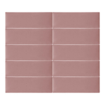 Komplet 10 paneli tapicerowanych FIBI PROSTOKĄT 45x15, różowy