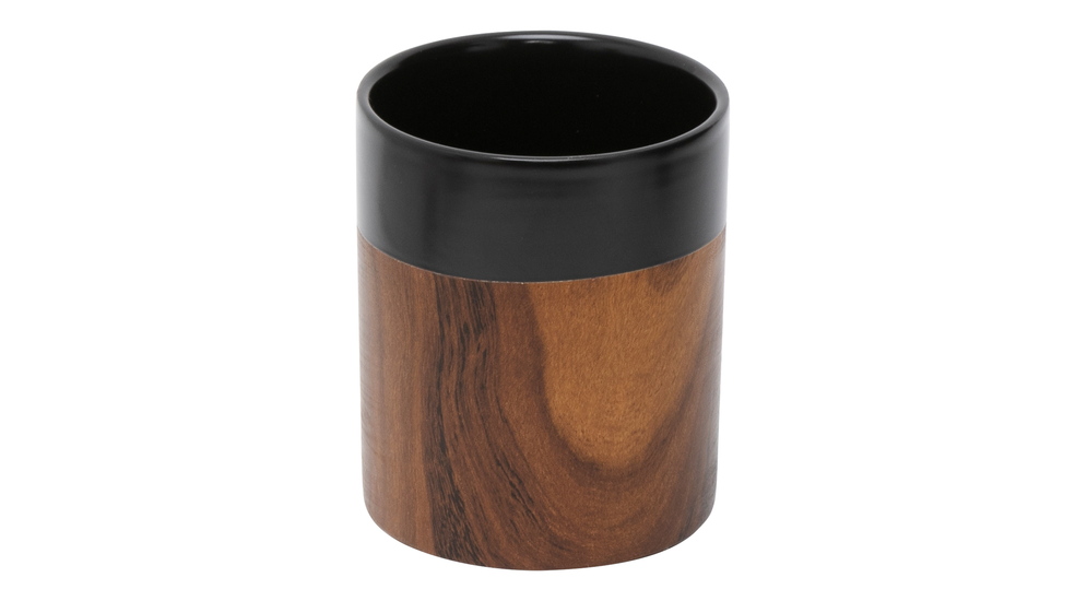 Kubek łazienkowy ceramiczny czarno-brązowy 