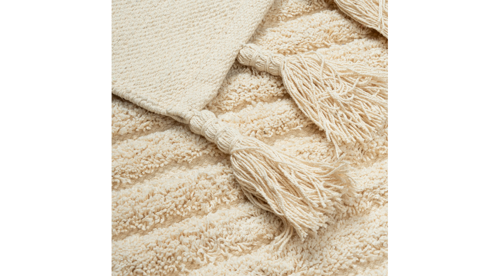 Dywanik bawełniany z frędzlami kremowy BOHO 50x80 cm