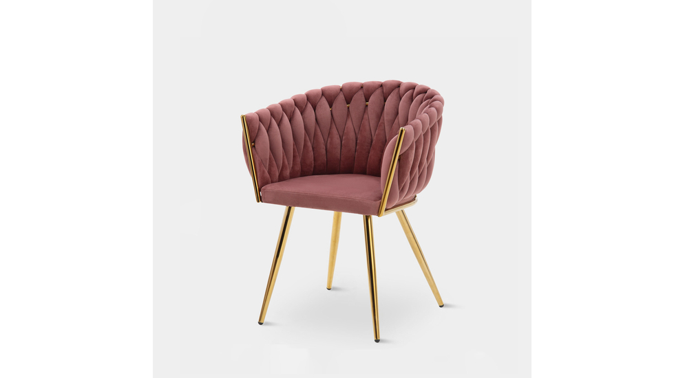Krzesło welurowe na złotych nogach różowe LIANA