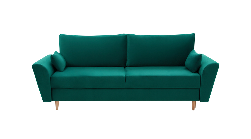 Sofa zielona na drewnianych nogach SENDI