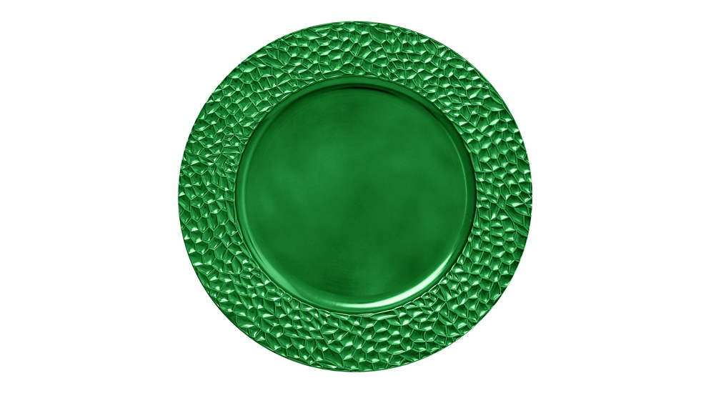 Talerz dekoracyjny podtalerz zdobiony  zielony 33 cm