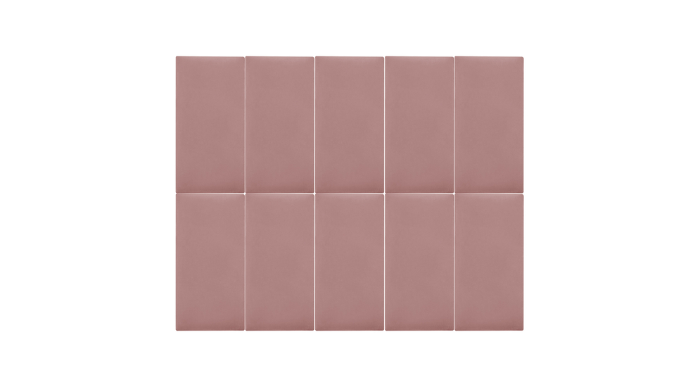 Komplet 10 paneli tapicerowanych FIBI PROSTOKĄT 40x20, różowy