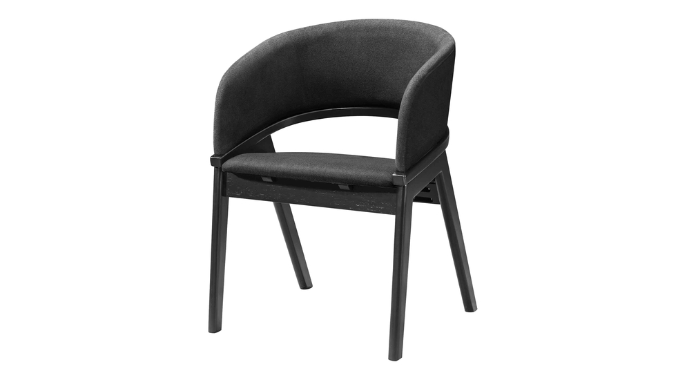 Krzesło z prześwitem obite czarną tapicerką