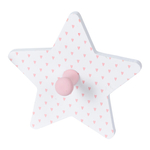 Wieszak do pokoju dziecinnego biały w różowe gwiazki STAR 11x12 cm