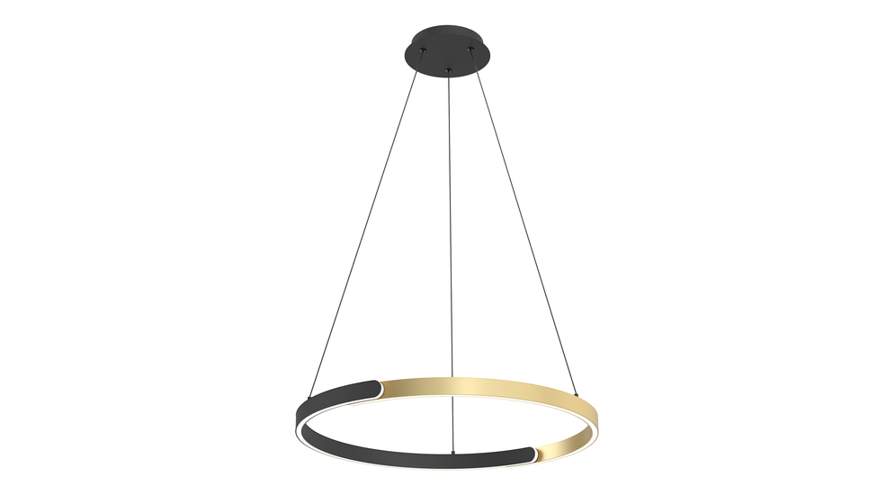 Lampa wisząca LINOS LED - czarno-złoty pierścień, idealny do salonu.