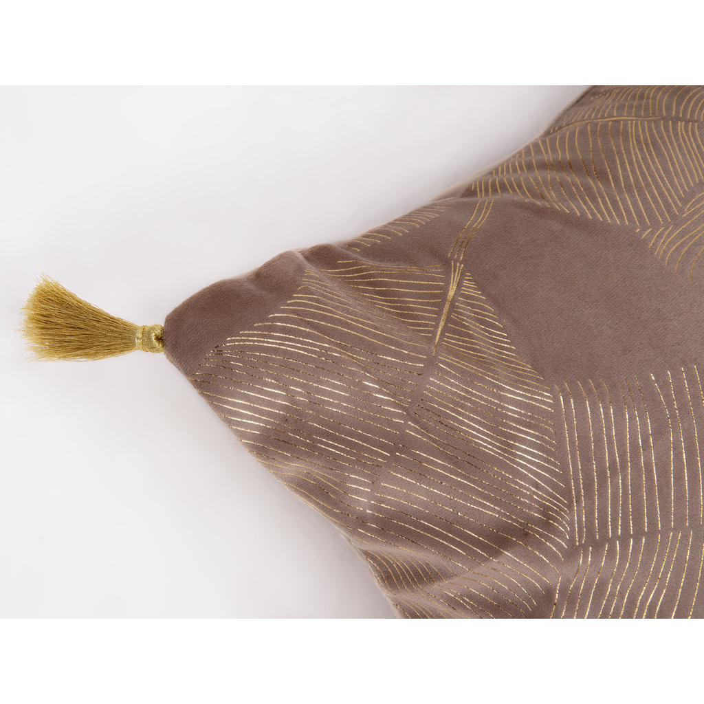 Poszewka welurowa beżowa w złote liście ARUBA 45x45 cm