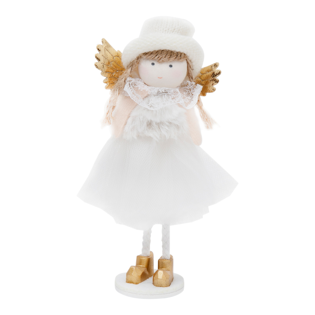 Figurka świąteczna ANIOŁEK z czapką biały 15 cm