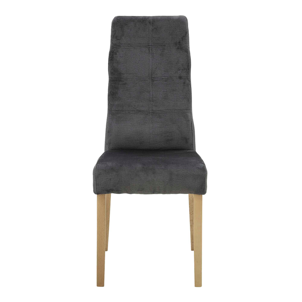 Krzesło tapicerowane ciemno szare RAIA buk honey