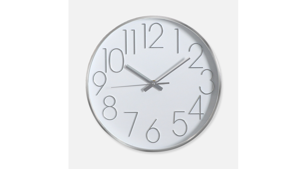 Zegar okrągły biało-srebrny 30 cm
